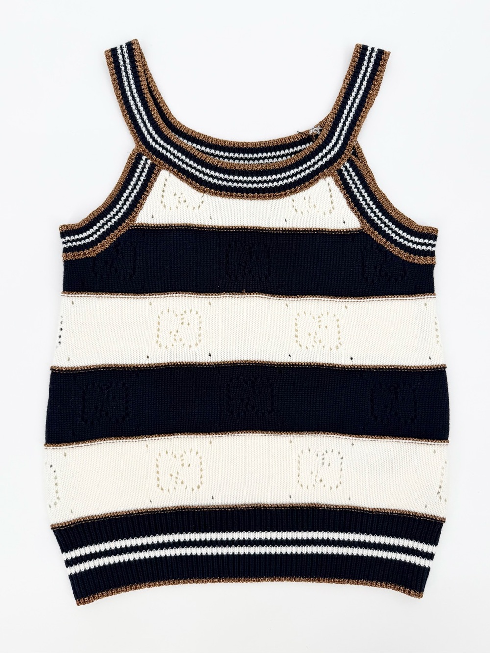 Gucci sleeves striped knit perforated GG Metallic Tank Top